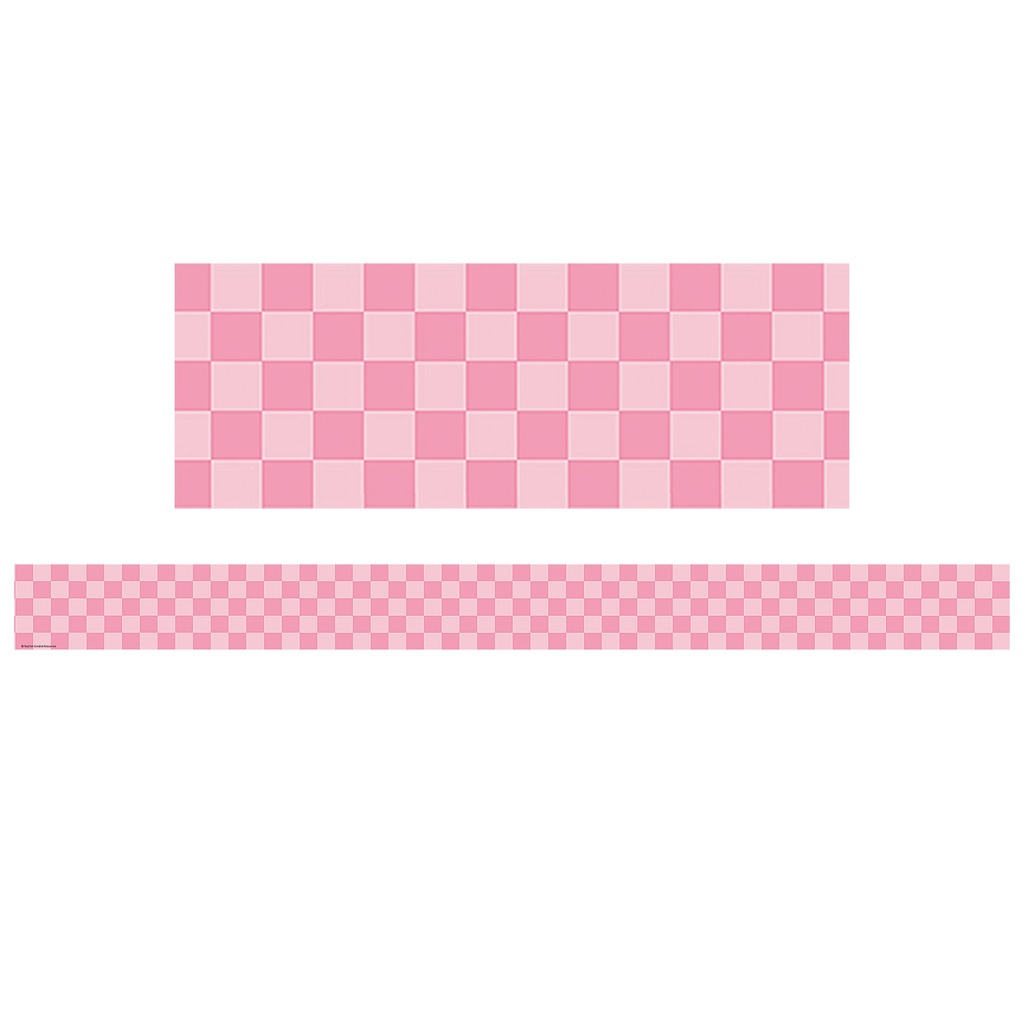 Cool for School Pink Checkers Straight Border Trim