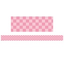 Cool for School Pink Checkers Straight Border Trim