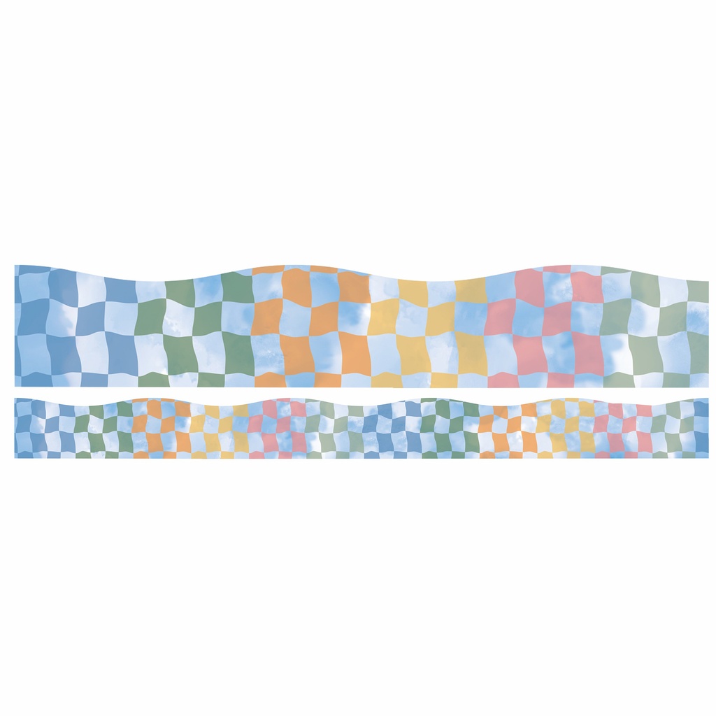 Rainbow Checkered Sky Deco Trim - Extra Wide