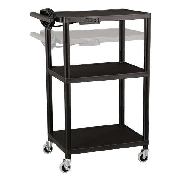 Height Adjustable Plastic AV Cart with Power Strip