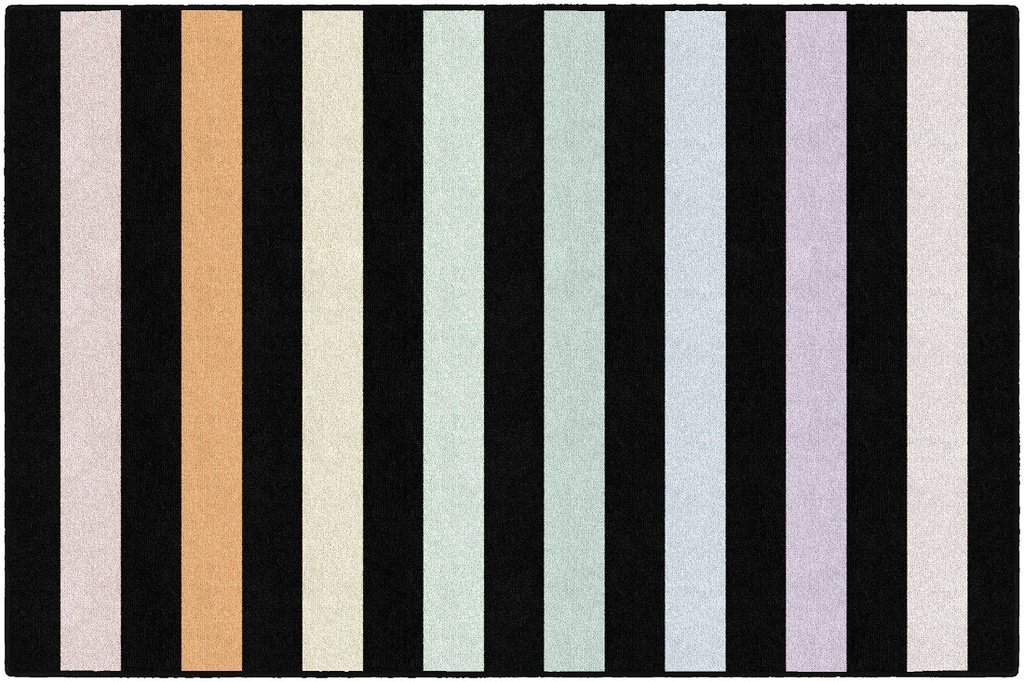 SchoolGirl Style  Rainbow Stripe on Black Rectangle Area Rug