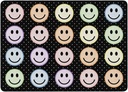 Smiley Seating Pastel on Black  Rectangle Area Rug