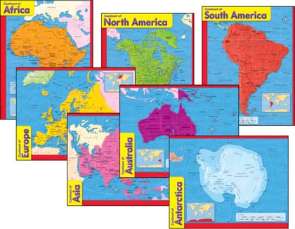 Continents Learning Charts Combo Pack, Set of 7