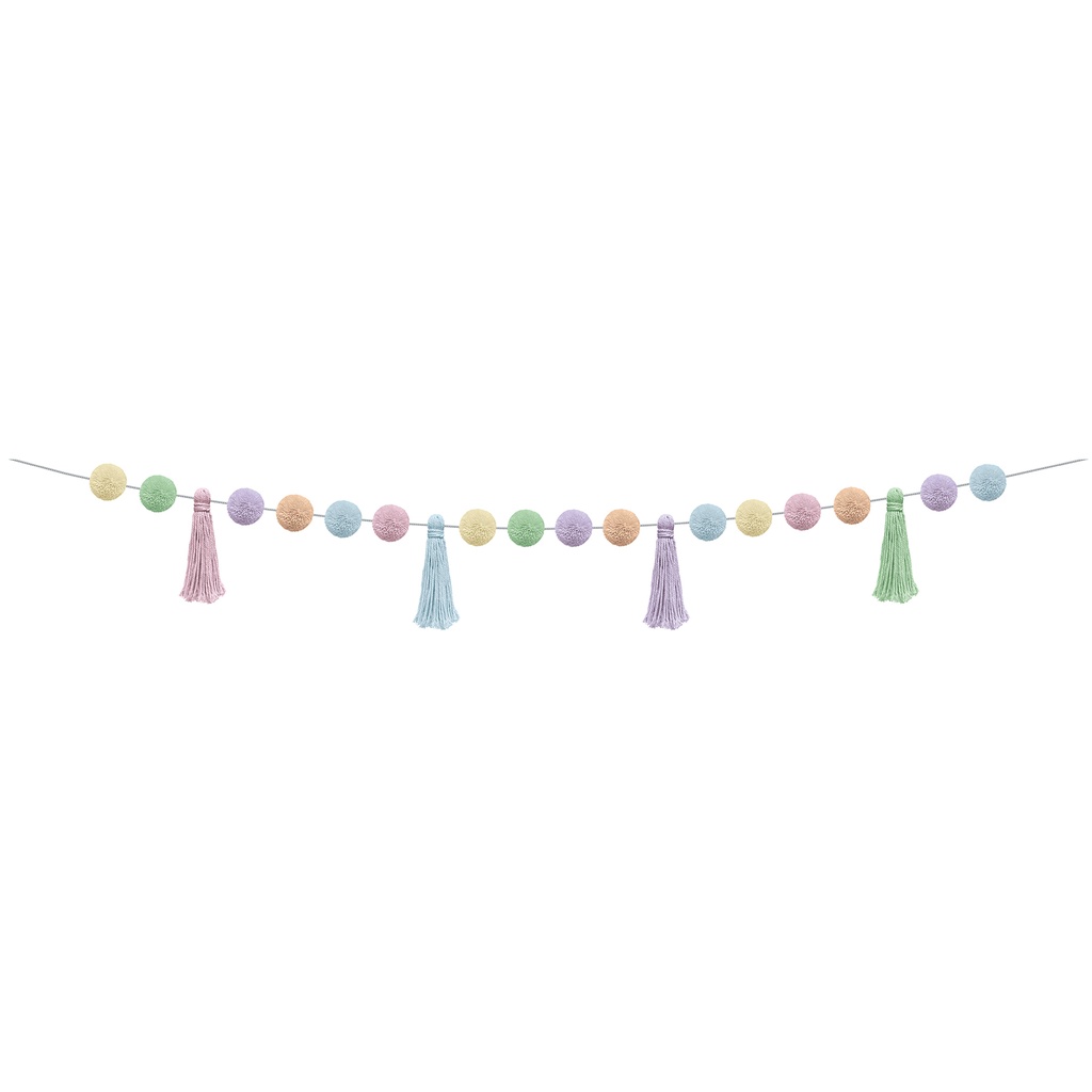 Pastel Pop Pom-Poms and Tassels Garland