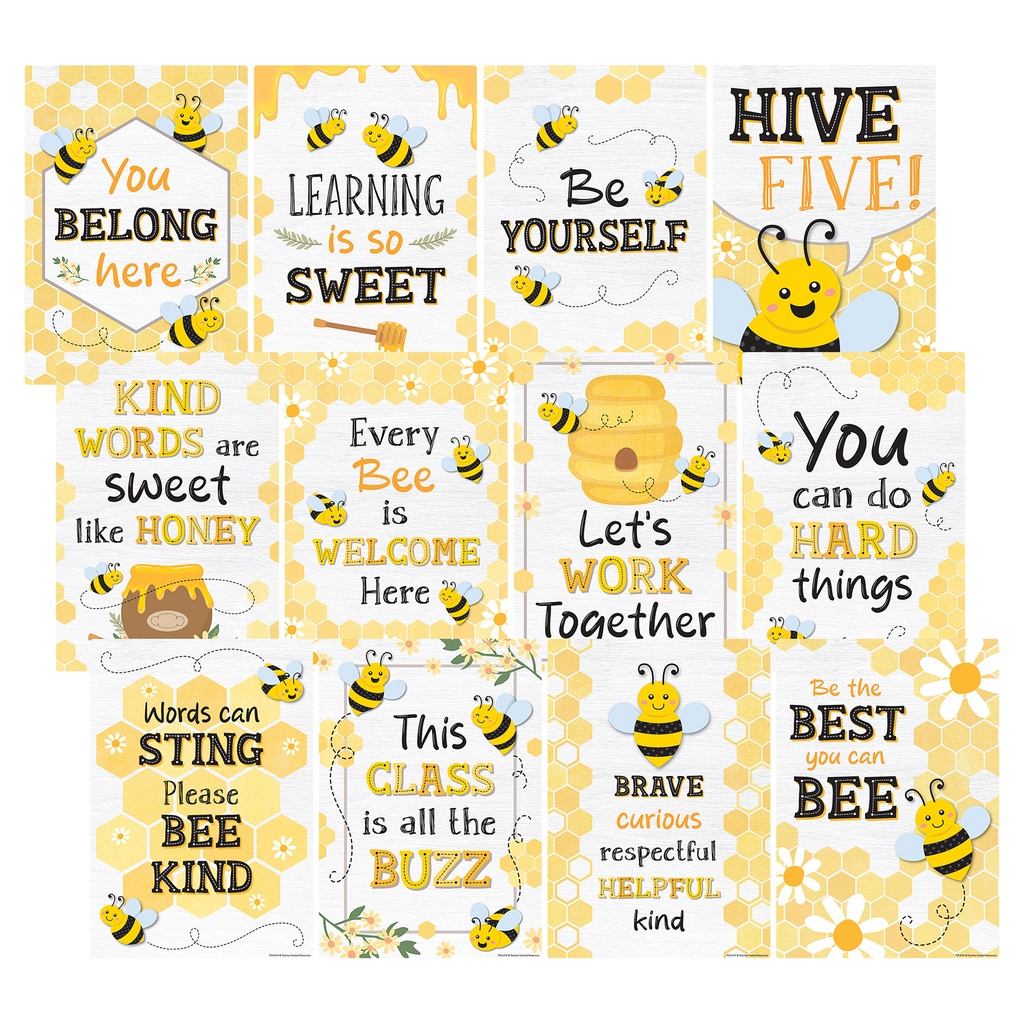 Buzzing Bees Positive Sayings Small Poster Pack