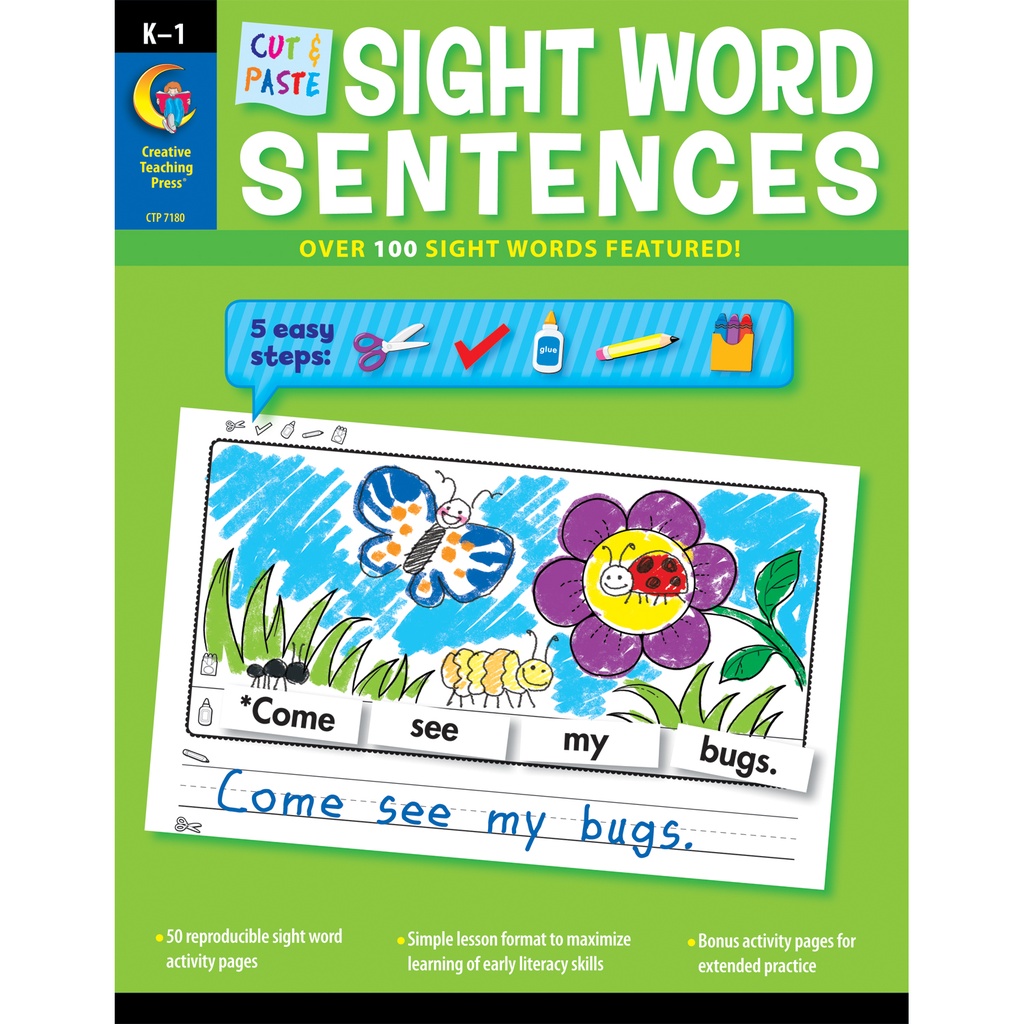 Cut and Paste Sight Word Sentences Book Gr K to 1