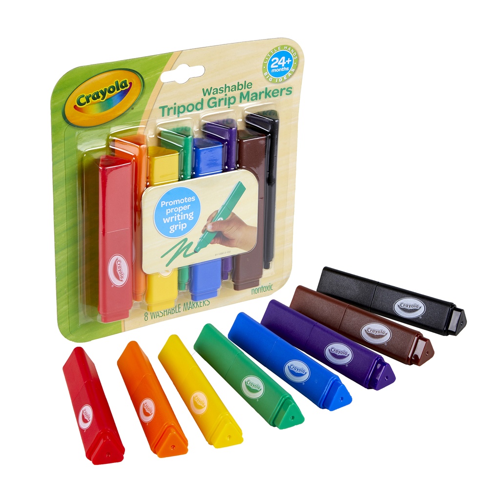 Washable Tripod Grip Markers, Pack of 8