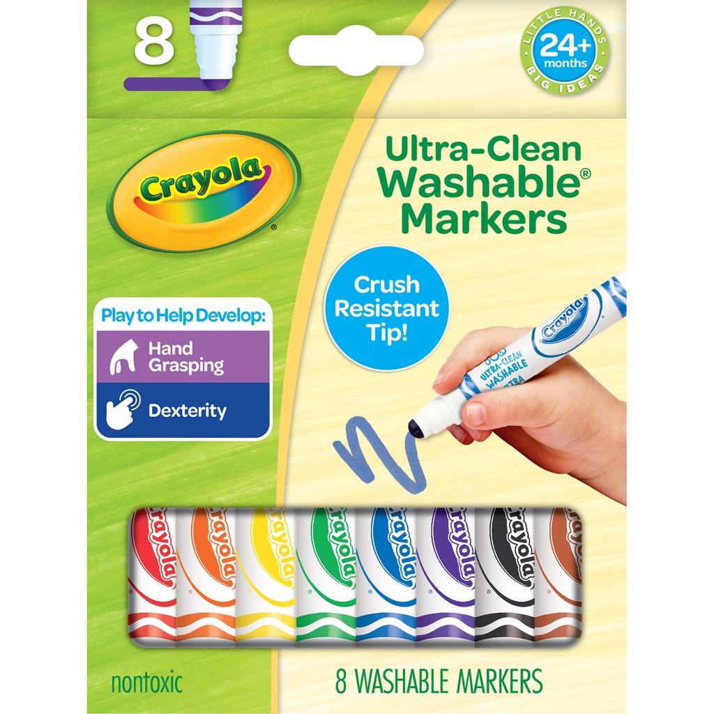 Crush Resistant Washable Toddler Markers, Pack of 8