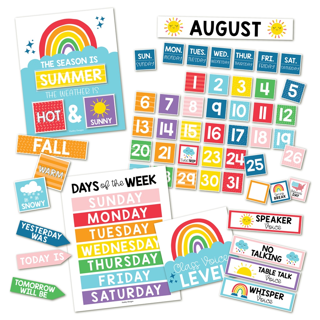 Rainbow Circle Time Bulletin Board Calendar for Classroom