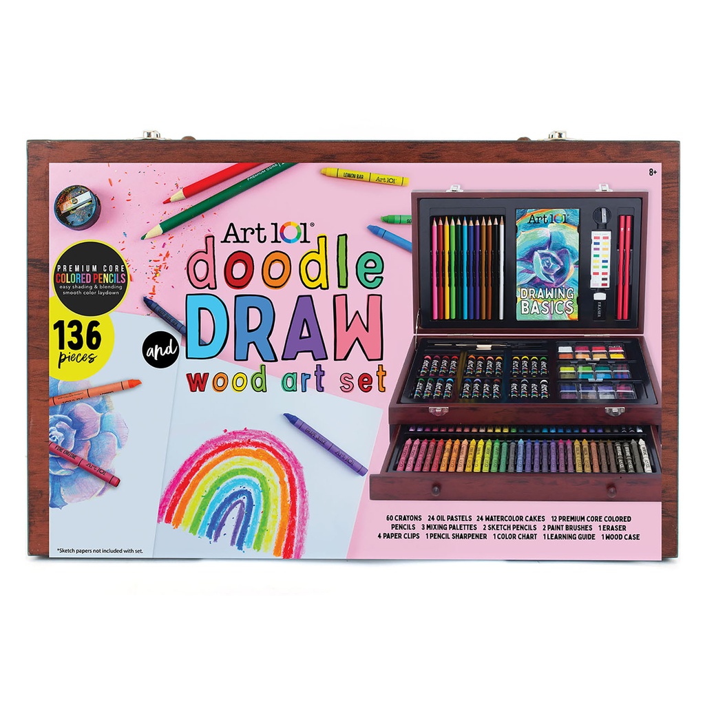 Doodle & Draw 136-Piece Multimedia Wood Art Set