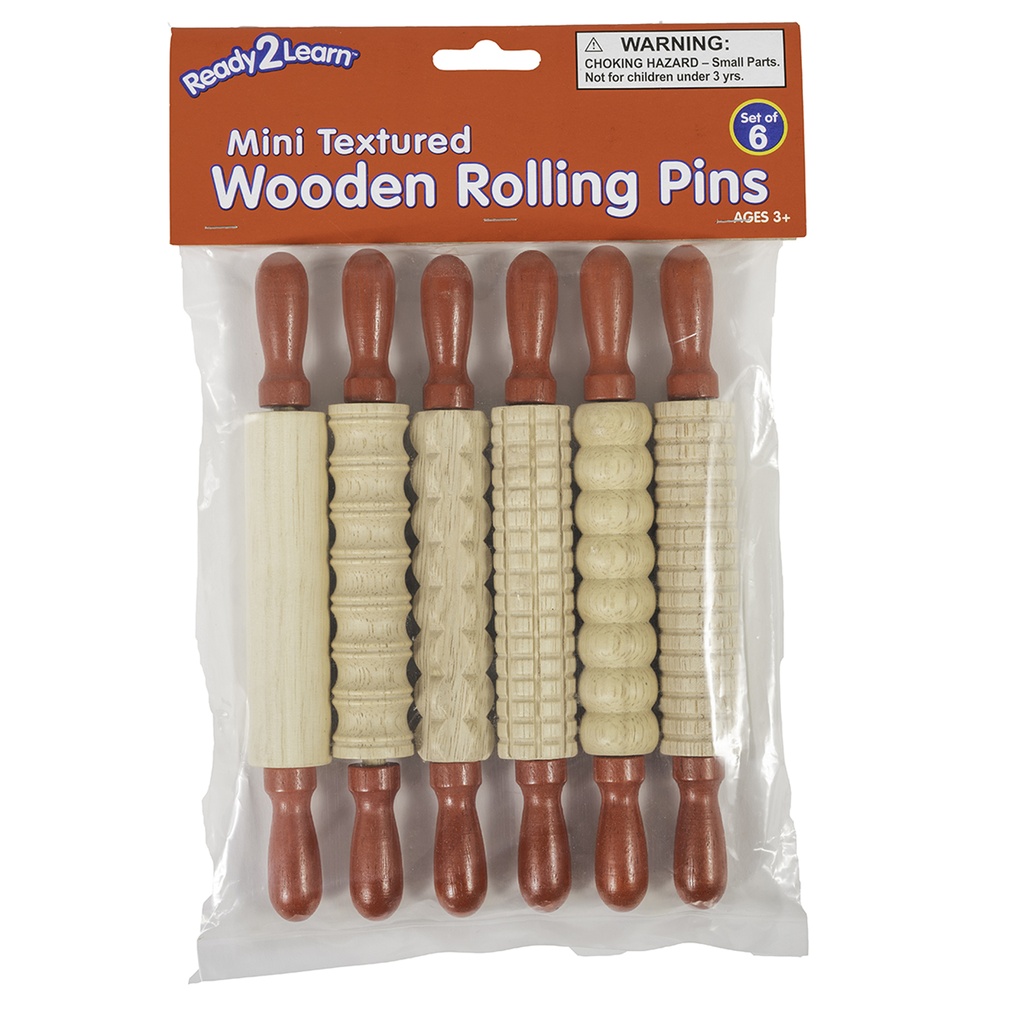 Mini Textured Wooden Rolling Pins Set of 6