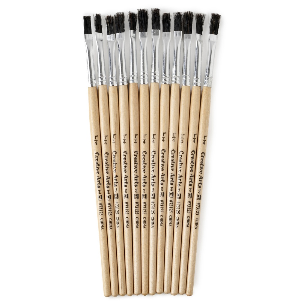 Stubby Handle Natural Bristles Easel Brushes Pack of 12