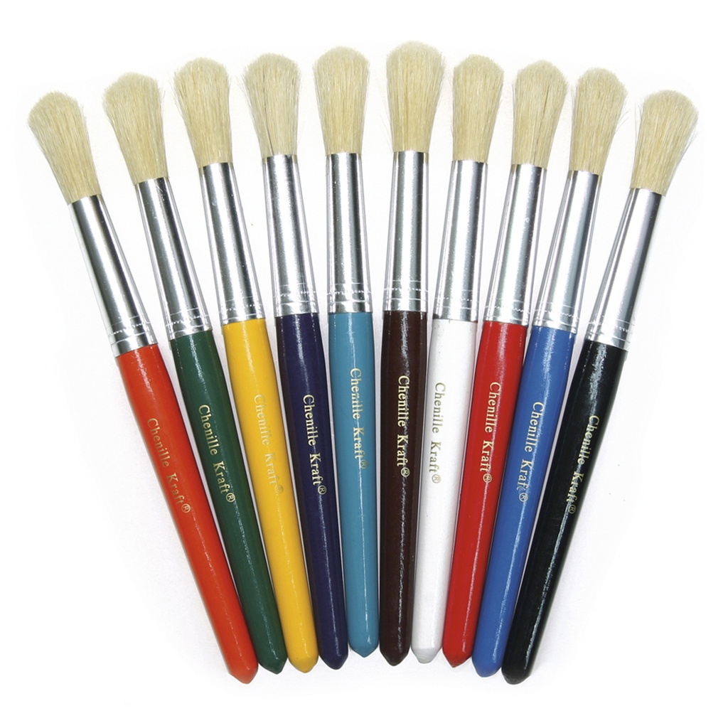 Assorted Beginner Round Stubby Paint Brushes 10 Brushes