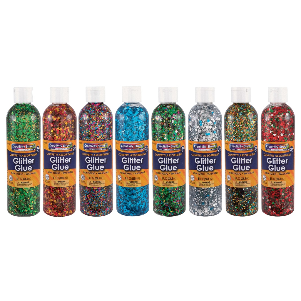 Assorted Confetti 8 fl. oz. Glitter Glue 8 Bottles