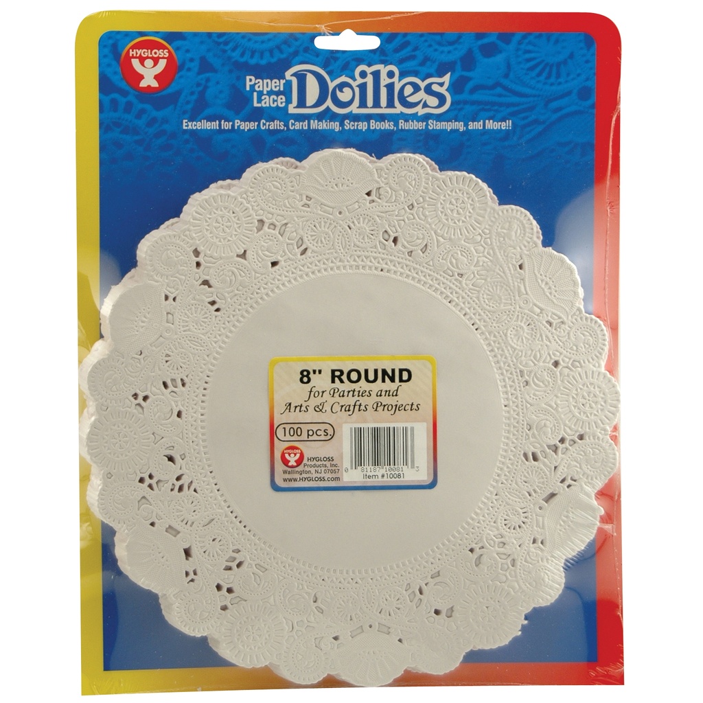 White 8" Round Paper Lace Doilies Pack of 100