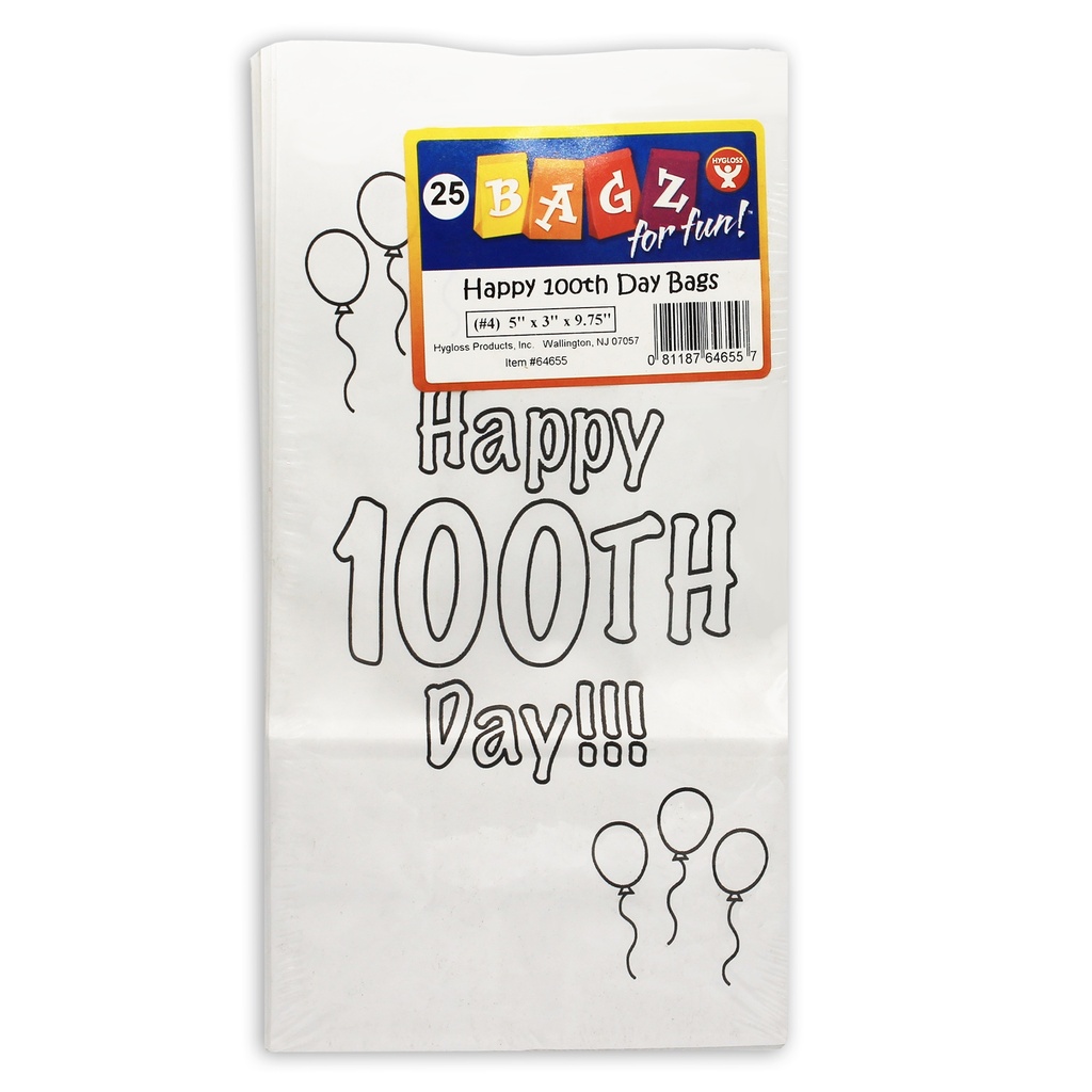 Happy 100th Day Paper Bags Pack of 25