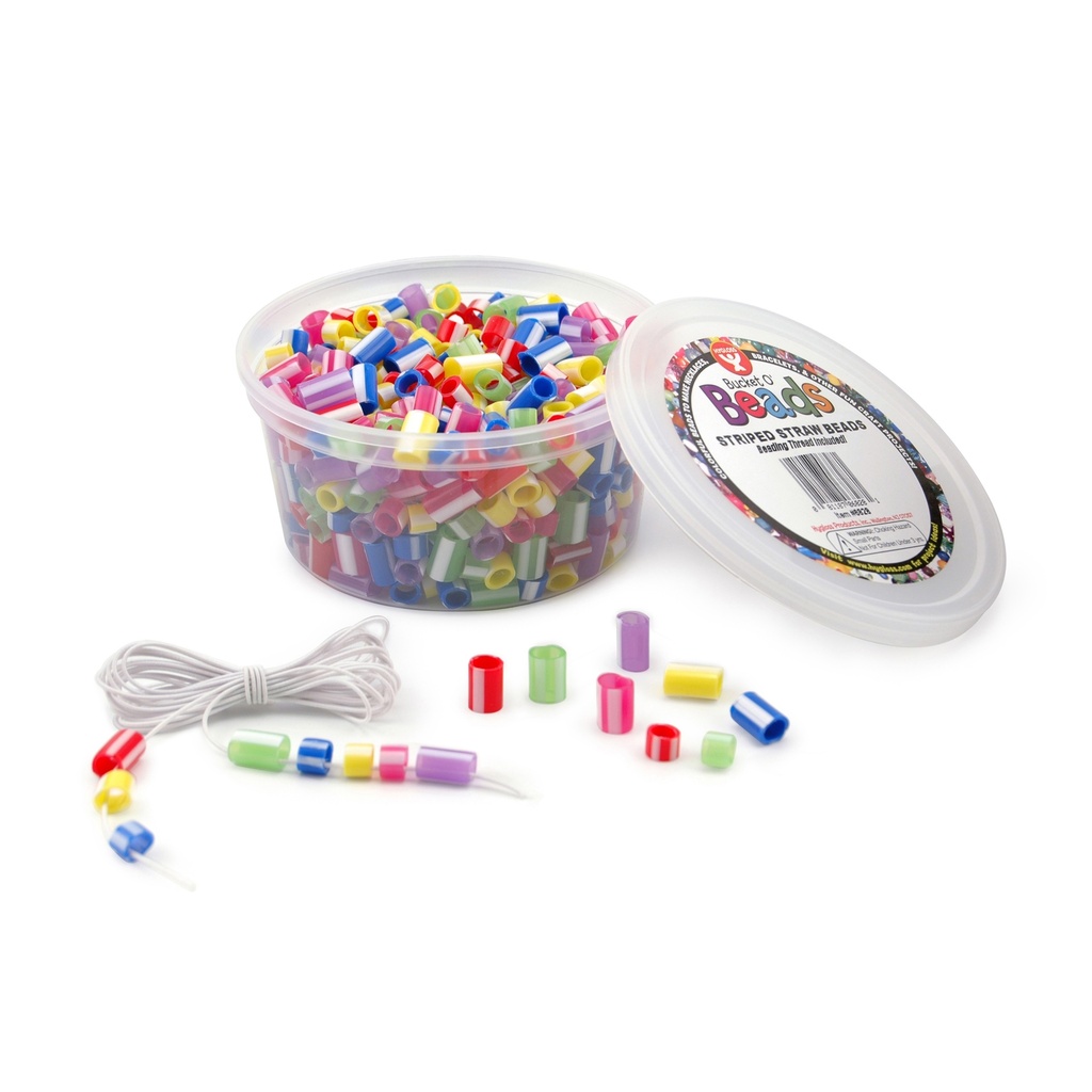 Assorted Striped Straw Bucket O’ Beads Pack of 300