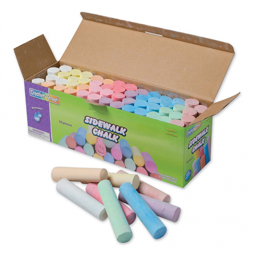 Assorted 4" Sidewalk Chalk 52 Pieces