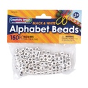 Black & White 6 mm Alphabet Beads 150 Count