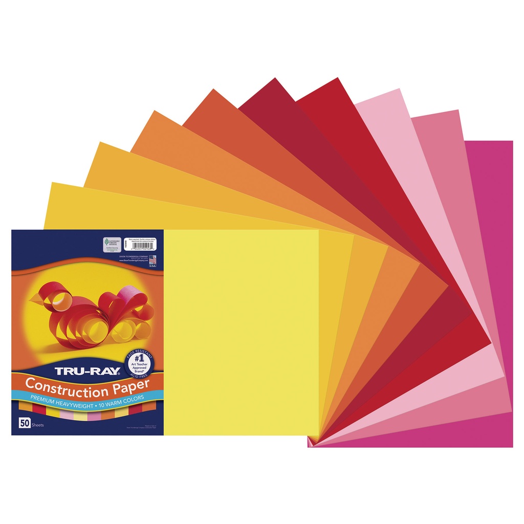 Warm Assorted 12" x 18" Construction Paper 50 Sheets