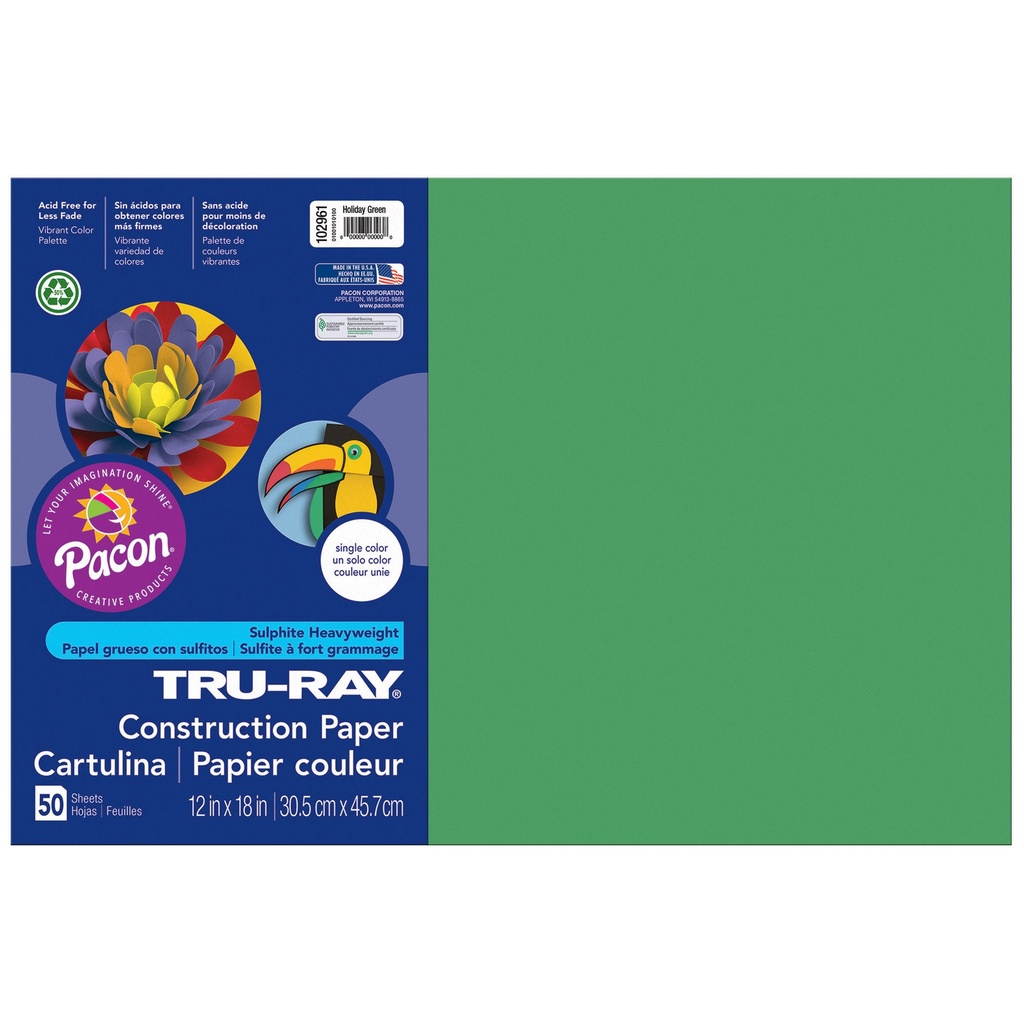 Holiday Green 12" x 18" Construction Paper 50 Sheets