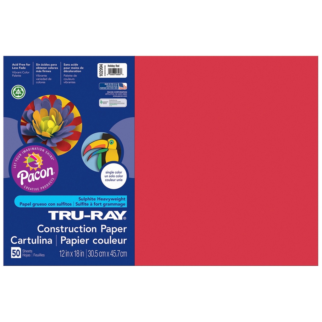 Holiday Red 12" x 18" Construction Paper 50 Sheets