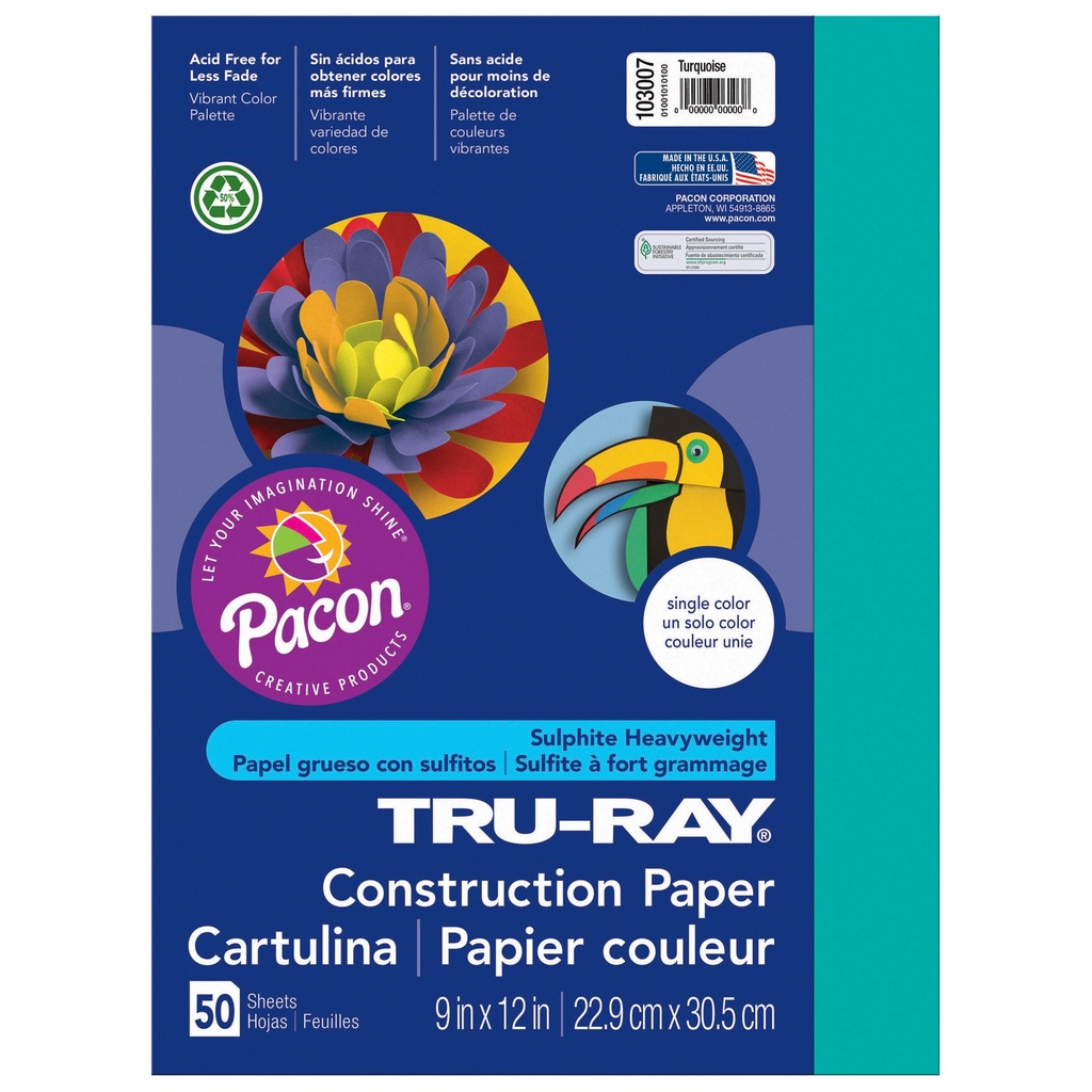 Turquoise 9" x 12" Construction Paper 50 Sheets