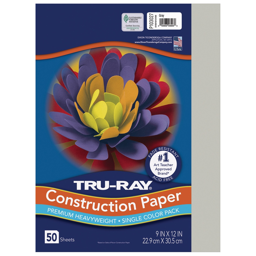 Gray 9" x 12" Construction Paper 50 Sheets