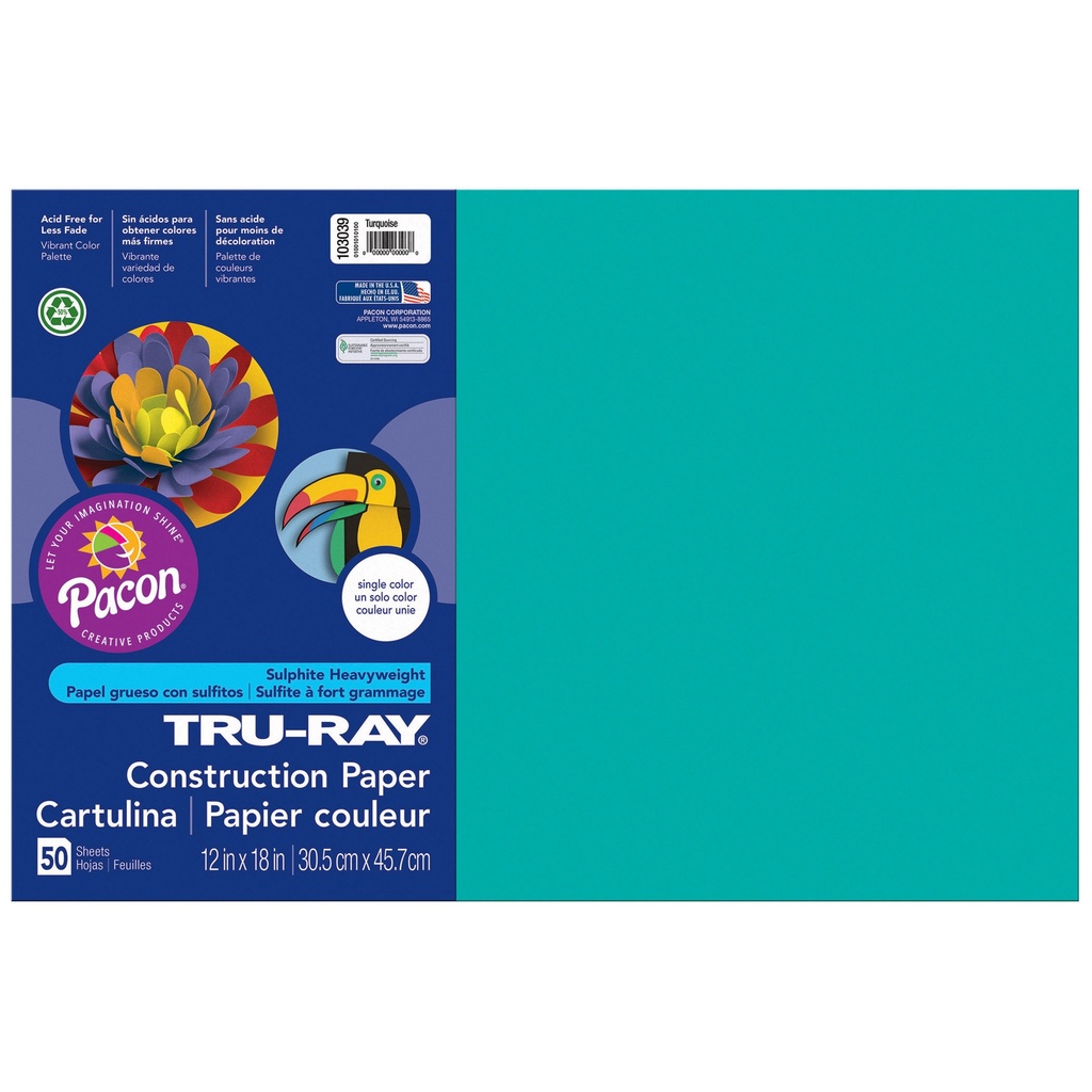 Turquoise 12" x 18" Construction Paper 50 Sheets