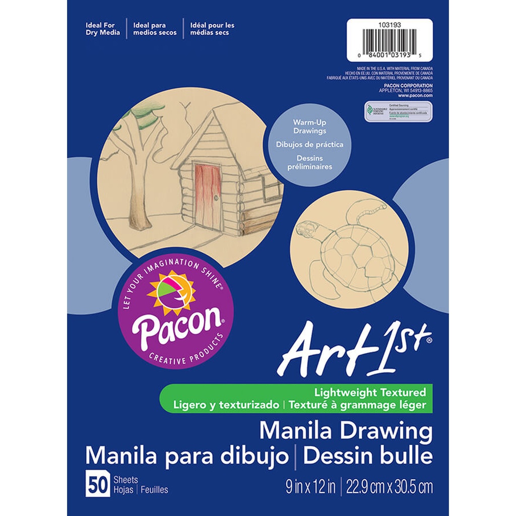 Manila 9" x 12" Standard Weight Drawing Paper 50 Sheets