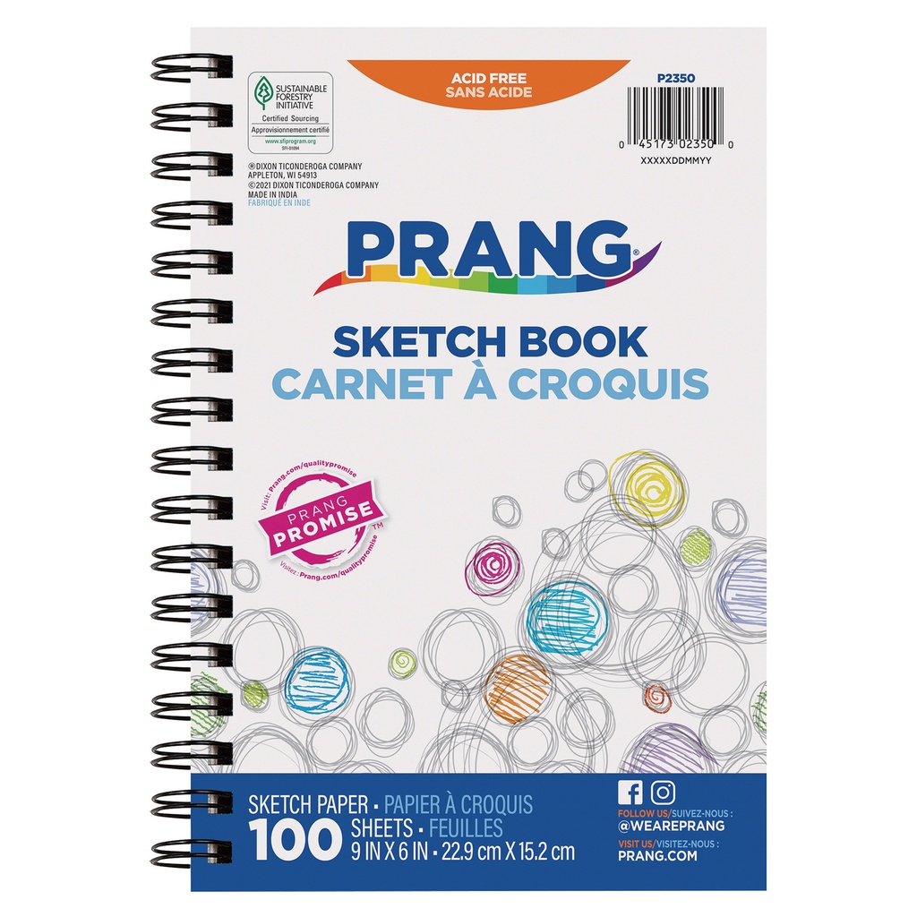 Lightweight 9" x 6" Sketch Book 100 Sheets