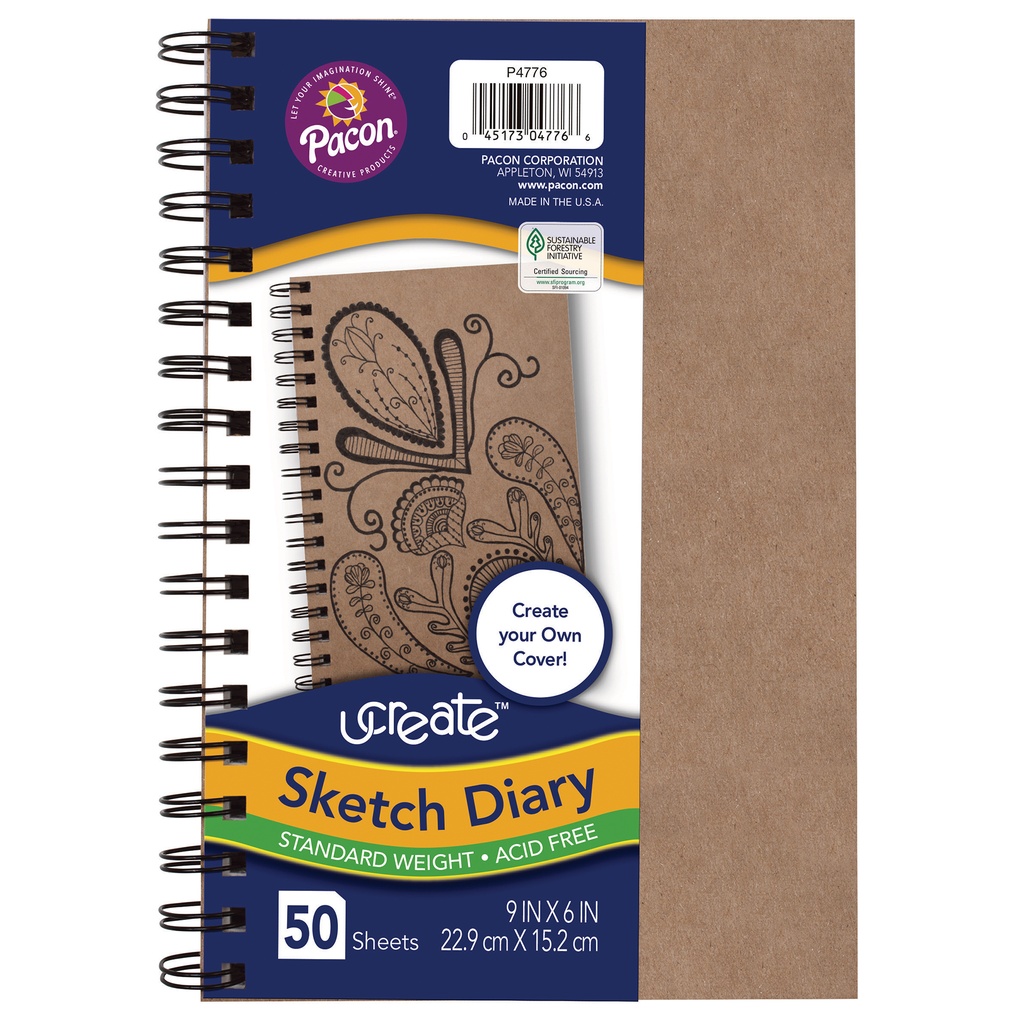 Natural Chip Cover 9" x 6" Create Your Own Cover Sketch Diary