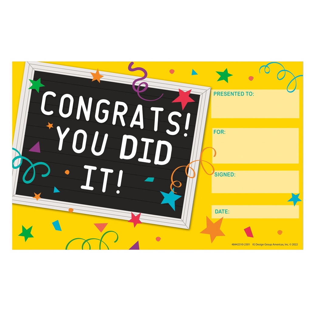 You Did It! Recognition Award Pack of 36