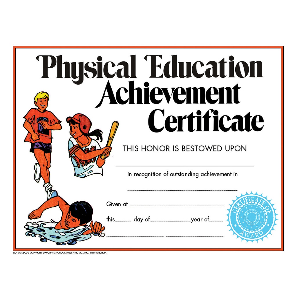 Physical Education Achievement Certificates Pack of 30