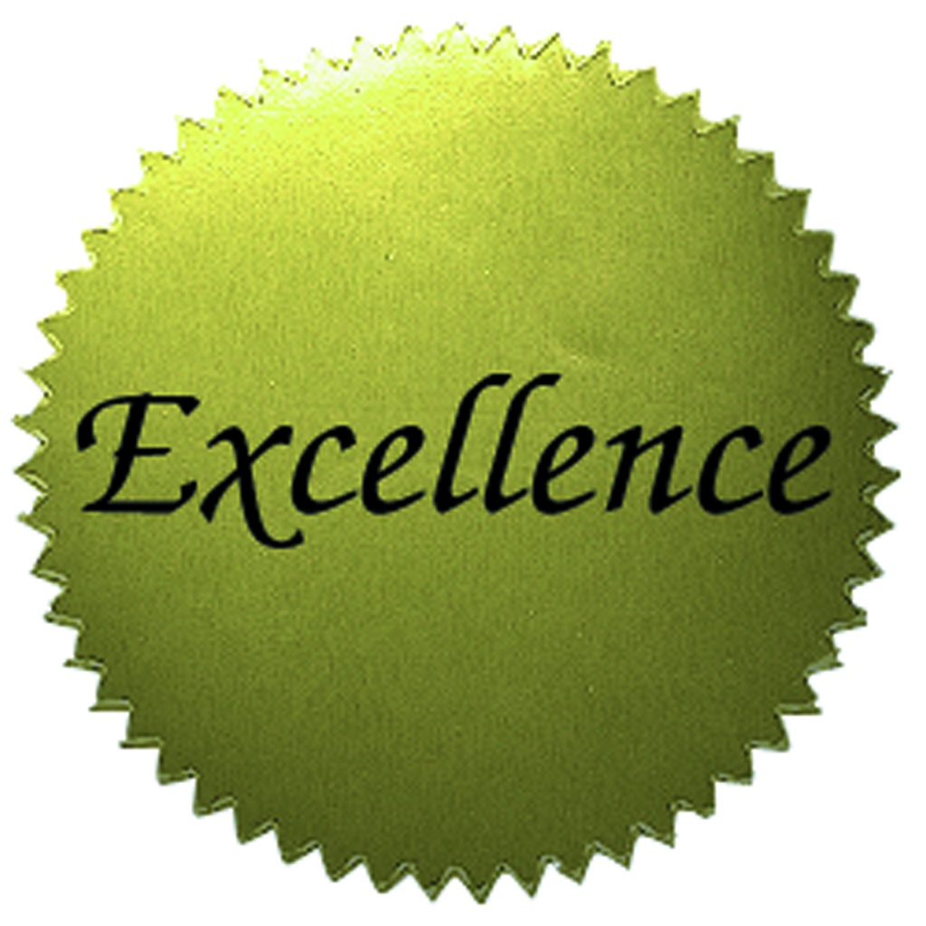 2" Excellence Gold Stickers