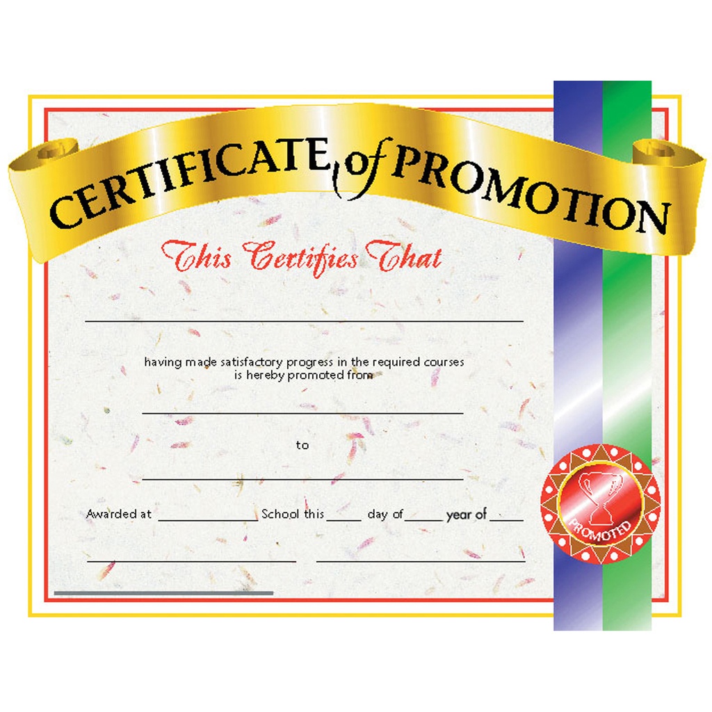 Certificate of Promotion 8.5" x 11"