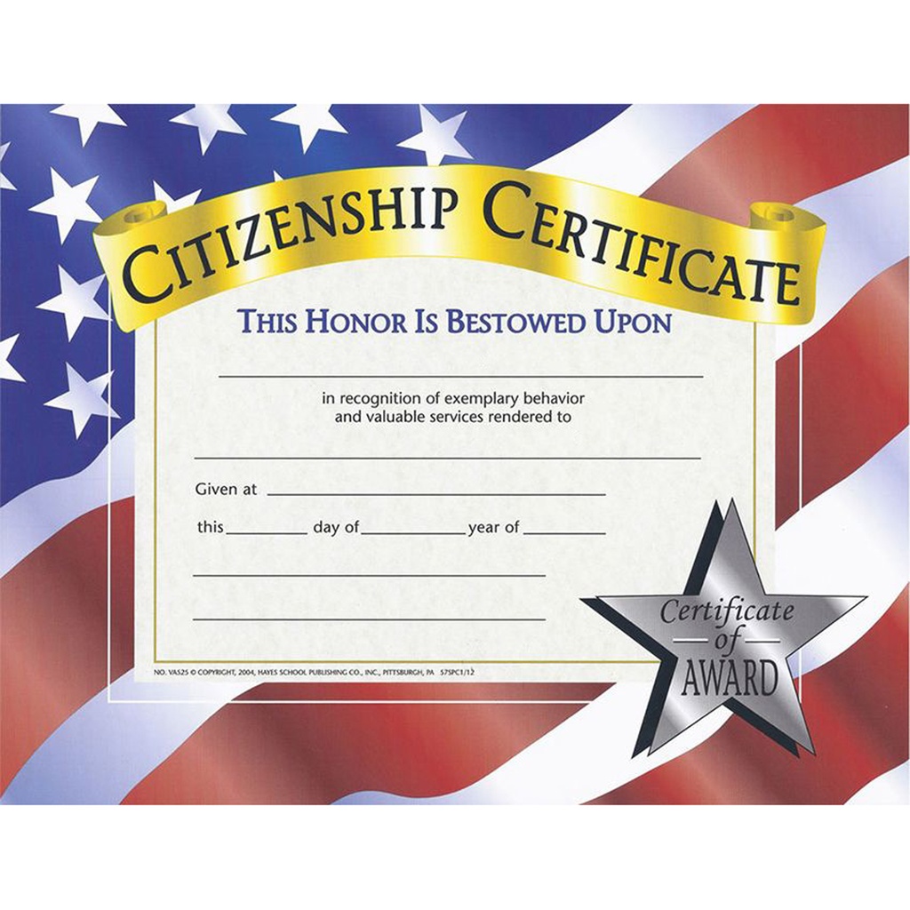 Citizenship Certificates Pack of 30