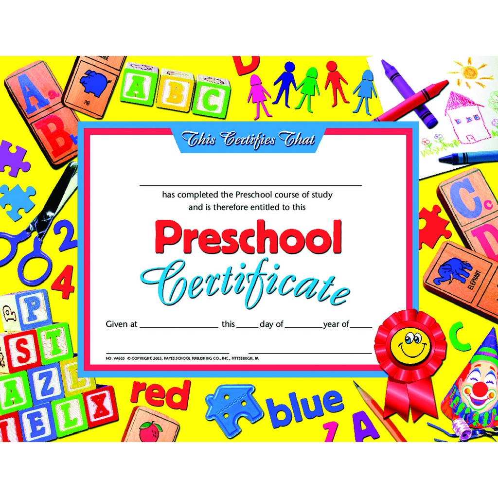 Preschool Certificates Pack of 30