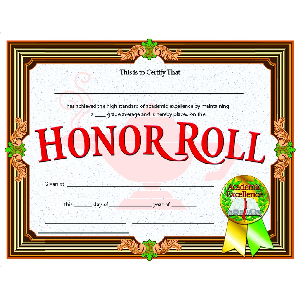 Honor Roll Certificates Pack of 30