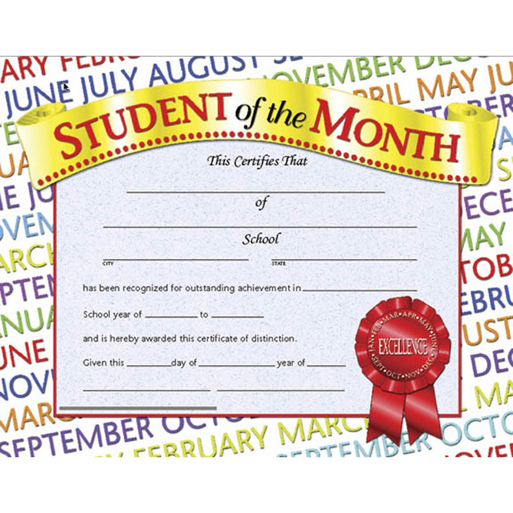 Student of the Month Award Certificates Pack of 30