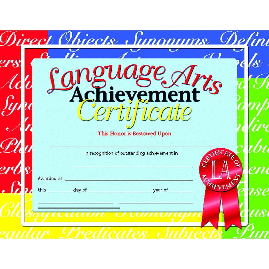 Language Arts Achievement Certificates Pack of 30