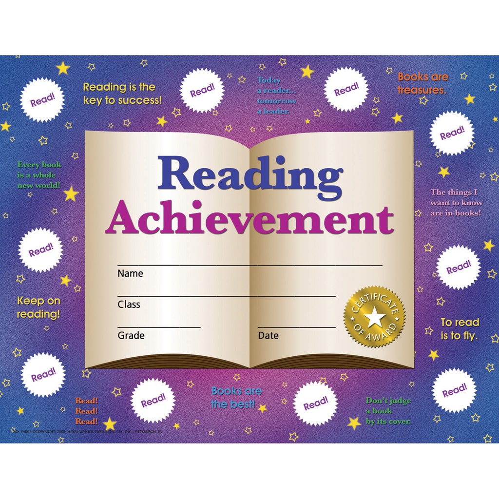 Reading Achievement Certificates and Reward Seals