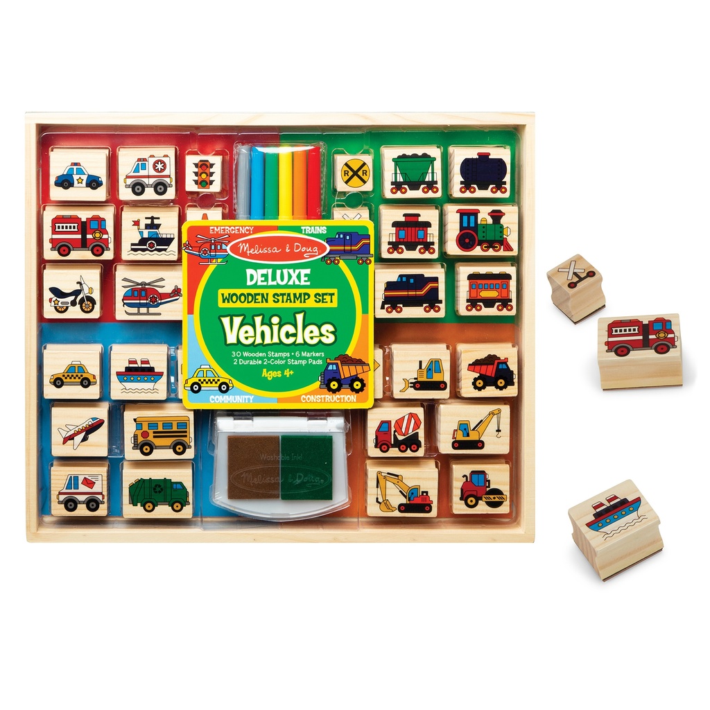 Vehicles Deluxe Wooden Stamp Set