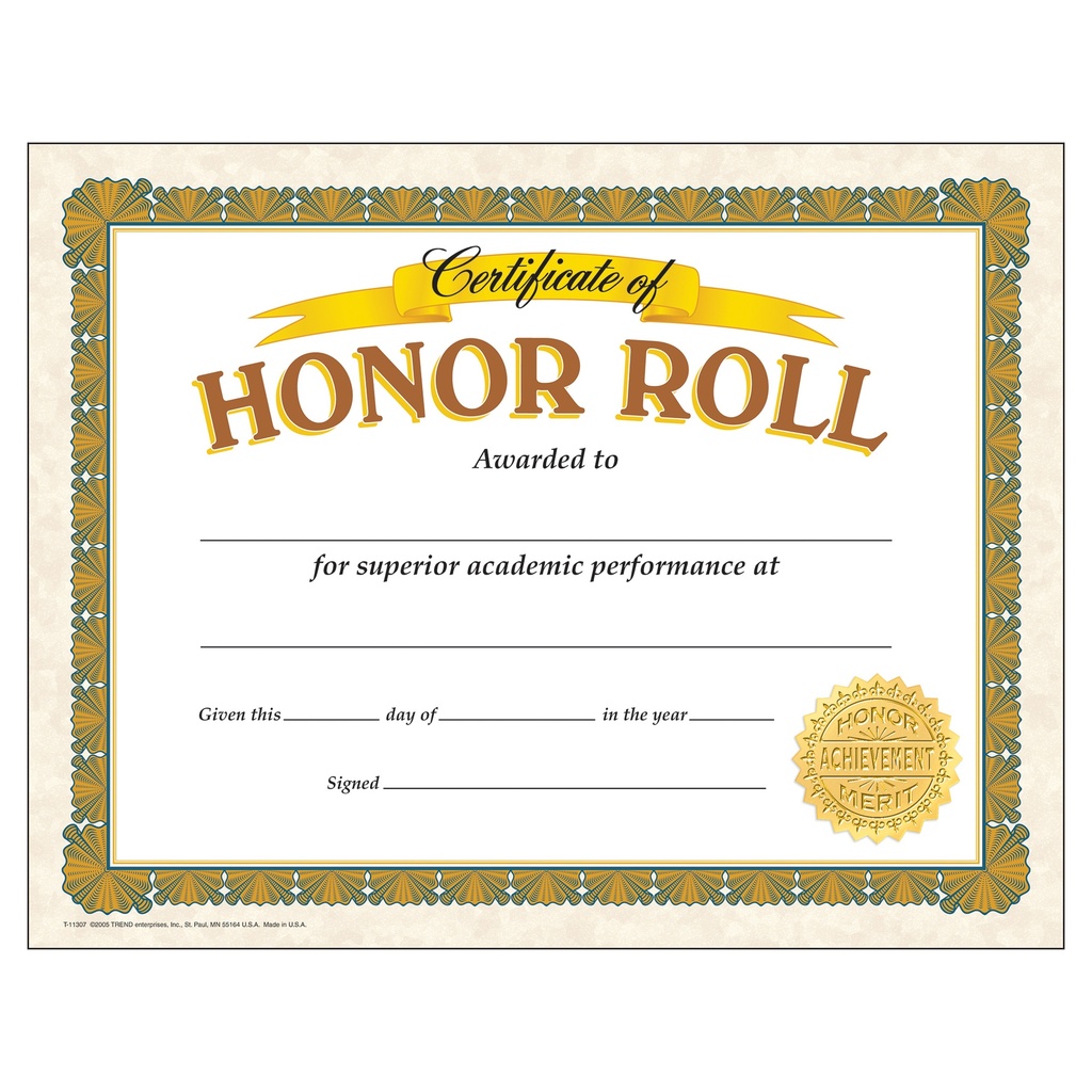 Honor Roll Classic Certificates 30 ct