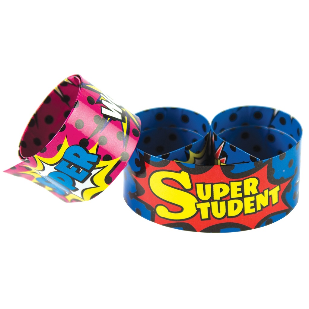 Superhero Super Student Slap Bracelets 10/Pack