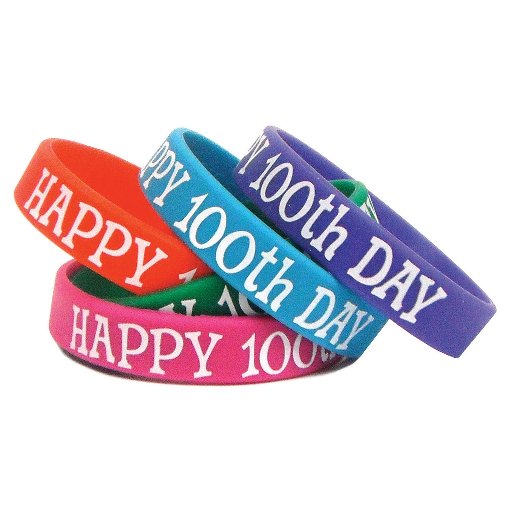 Happy 100th Day Wristband Pack of 10