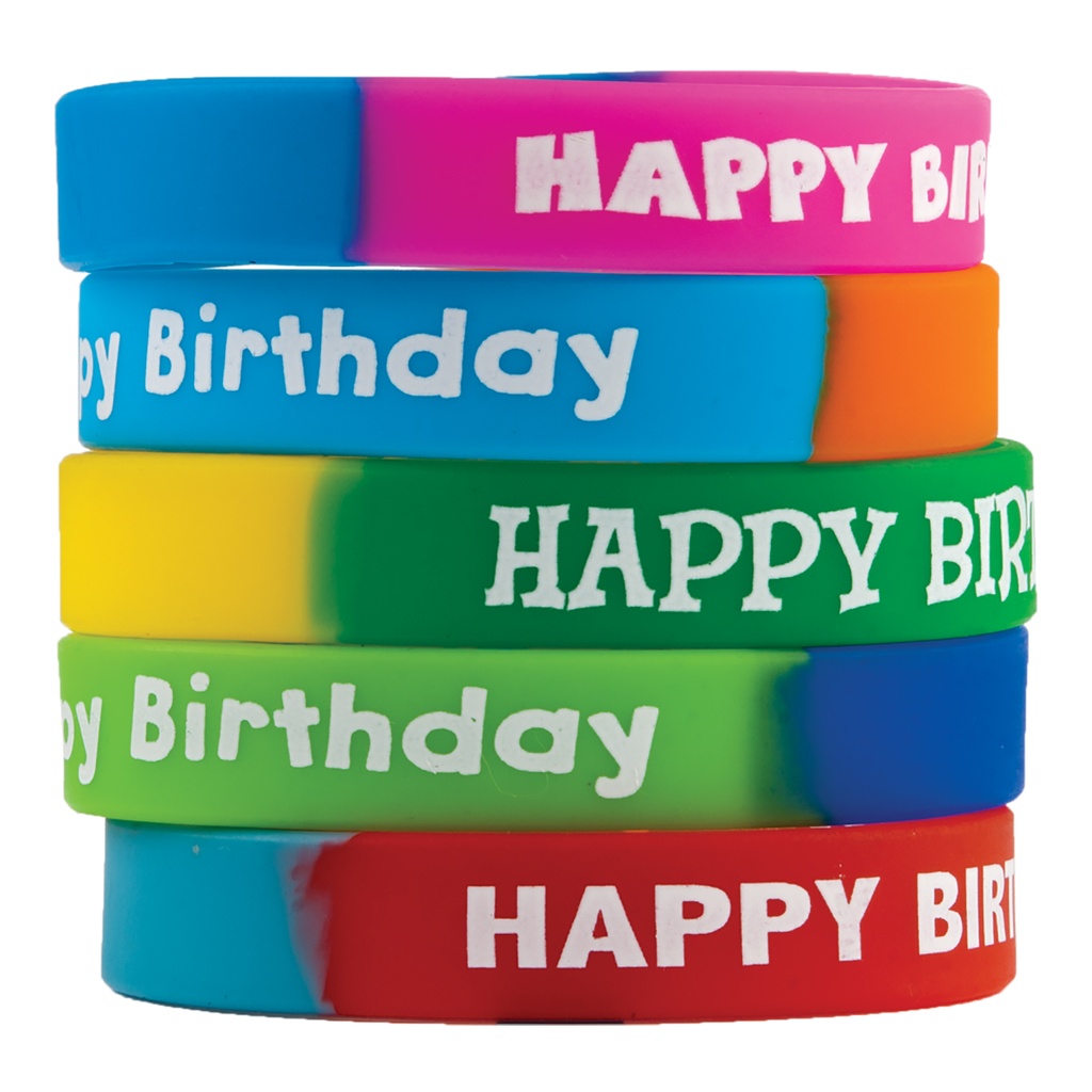 Fancy Happy Birthday Two-Toned Wristband Pack of 10