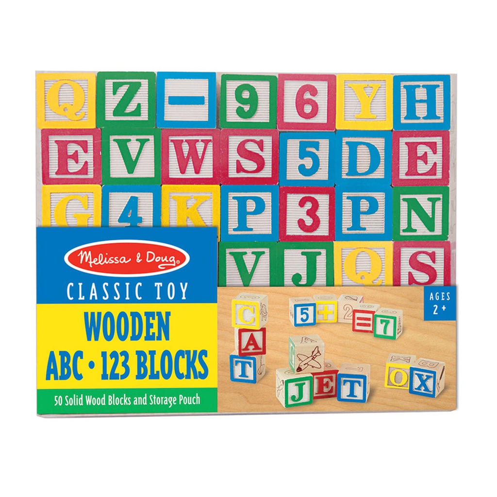 Wooden ABC/123 Block Set 50 Pieces