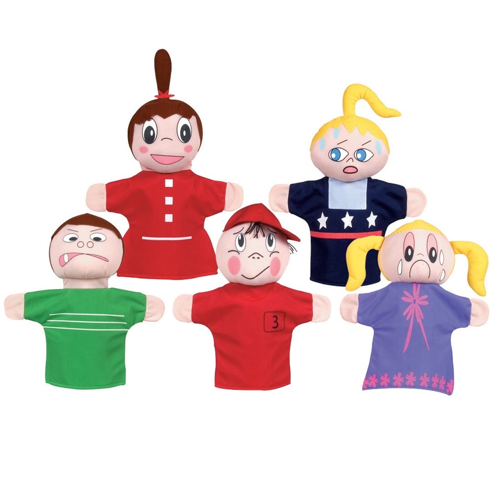 Caucasian How Am I Feeling Hand Puppet Set Pack of 5