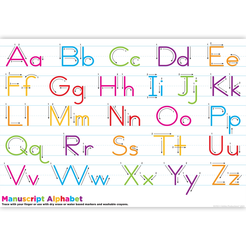 Manuscript Handwriting 13" x 19" Learning Placemat Pack of 10